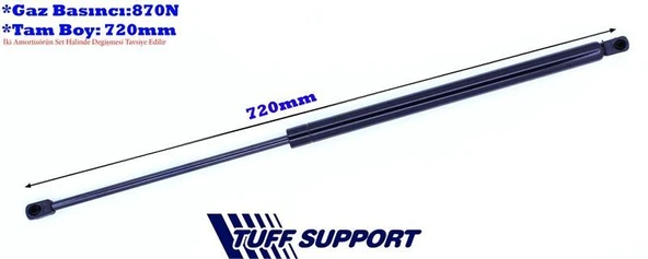 BAGAJ AMORTİSÖRÜ VW CADDY III 04-06   (UZUNLUK=720mm BASINÇ=870N) ürün görseli 1