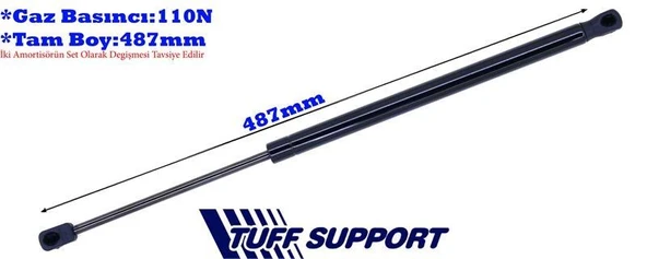 BAGAJ AMORTİSÖRÜ VW JETTA  (UZUNLUK=487mm BASINÇ=110N) ürün görseli 1