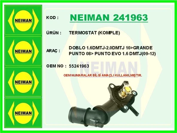 TERMOSTAT (KOMPLE) DOBLO 1.6DMTJ-2.0DMTJ 10>GRANDE PUNTO 08> PUNTO EVO 1.6 DMTJ(09-12) ürün görseli 1