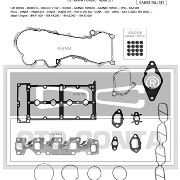 MOTOR TAKIM CONTASI (SKCSIZ SKT KEÇELI SUBAP LASTIKLI) CORSA D ASTRA J DOBLO LINEA 1.3 MTJ EURO 5 199 B1.000 - 223 A9.000 ürün görseli 1