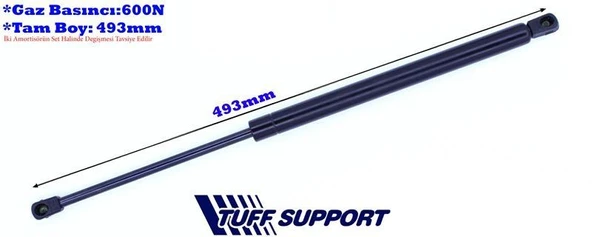 BAGAJ AMORTİSÖRÜ PEUGEOT 307 SW BREAK  (UZUNLUK=493mm BASINÇ=600N) ürün görseli 1