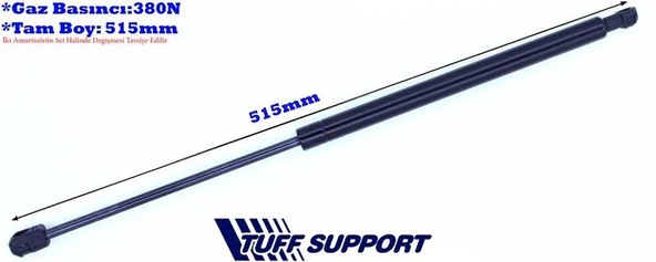 BAGAJ AMORTİSÖRÜ FIAT BRAVA  (UZUNLUK=515mm BASINÇ=380N) ürün görseli 1