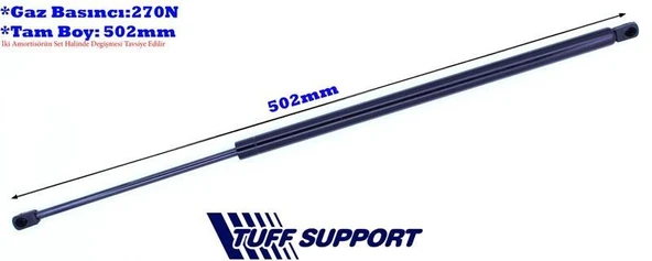 MOTOR KAPUT AMORTİSÖRÜ FIAT STILO 01-07  (UZUNLUK=502mm BASINÇ=270N) ürün görseli 1