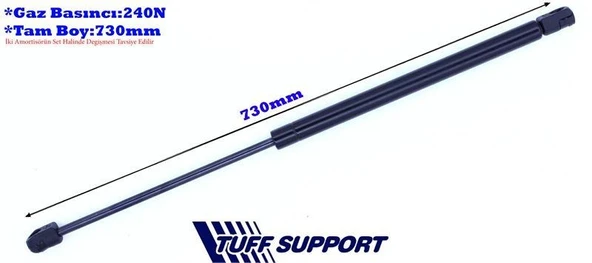 MOTOR KAPUT AMORTİSÖRÜ VW GOLF V / JETTA III 04-06  (UZUNLUK=730mm BASINÇ=240N) ürün görseli 1