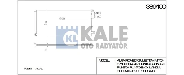 KLİMA RADYATÖRÜ FIAT BRAVO II PUNTO GRANDE PUNTO PUNTO EVO (645X298X16) AL/AL ürün görseli 1
