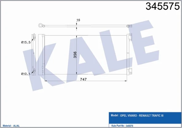 KLİMA RADYATÖRÜ OPEL VIVARO - RENAULT TRAFIC III AL/AL ürün görseli 1