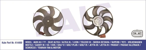 FAN MOTORU MOTOR VW CADDY III/GOLF /JETTA/TOURAN AUDI A3/TT MONTAJ YERİ: SAĞ (160W 296MM) ürün görseli 1
