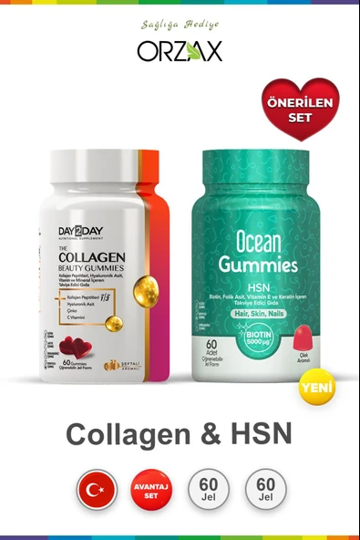 Day2day The Collagen Beauty Gummies 60 Tablet & Ocean Gummies HSN 60 Adet Çiğnenebilir Jel Form ürün görseli 1