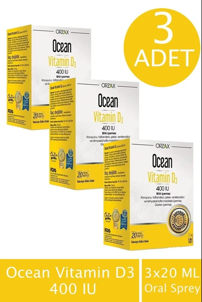 Ocean Vitamin D3 400 IU Sprey 3 Adet ürün görseli 1