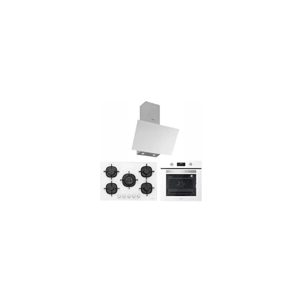 Silverline Beyaz Cam Ankastre Set (3481 Flam Beyaz - CS5365W01 5 Gözlü 75 cm Ocak - BO6502W02 ) ürün görseli 1