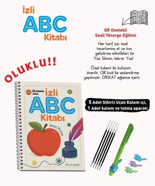 İzli Abc Kitabı ( 1 adet sihirli uçan kalem-aparatı ve 5 adet kalem içi) ürün görseli 1
