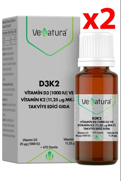Venatura Vitamin D3 1000 Iu ve Vitamin K2 11,25 Ug Mk-7 2 Adet ürün görseli 1