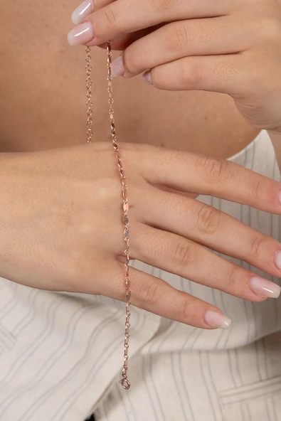 925 ayar gümüş halhal rose mekik pullu halhal SGTL13180ROSE ürün görseli 1