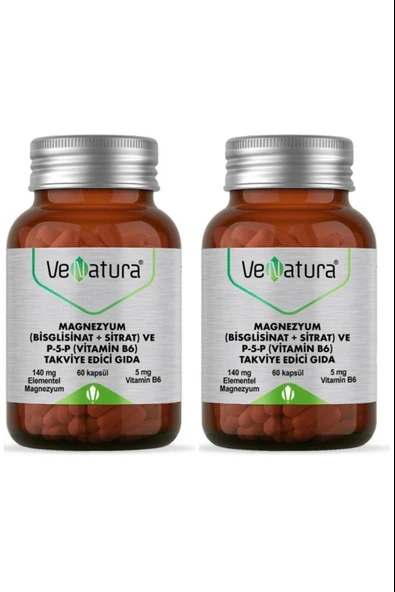 VeNatura Magnezyum Bisglisinat+Sitrat+P5P+B6 60 Kapsül 2 Adet ürün görseli 1