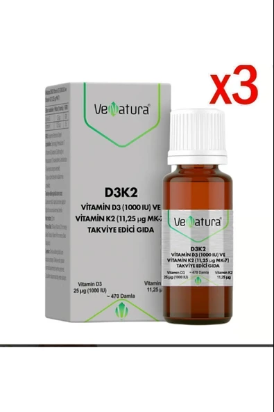 Venatura Vitamin D31000 Iu ve Vitamin K2 11,25 Ug Mk-7 3 Adet ürün görseli 1