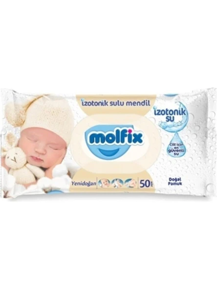 Molfix İzotonik Sulu Yenidoğan 50 Yaprak Islak Mendil ürün görseli 1