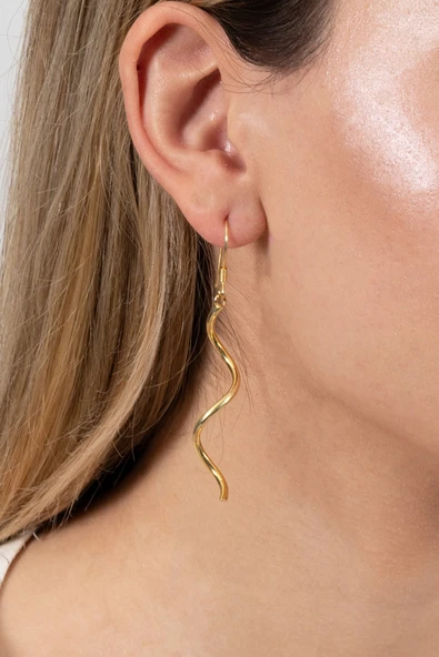 925 ayar gümüş küpe altın yaldızlı Spiral (Sarmal) şekilli şarnel küpe SGTL13160GOLD ürün görseli 1