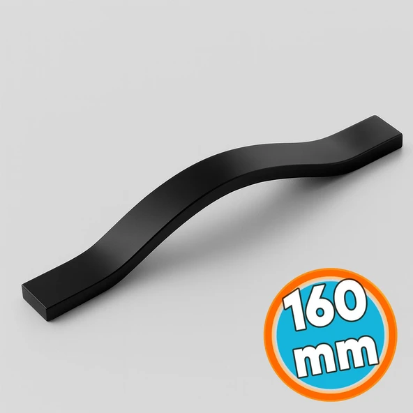 Mobilya Çekmece Kolu Mutfak Dolabı ve Kapak Kulpları Dayanıklı Siyah Metal Kulp 160 mm ürün görseli 1