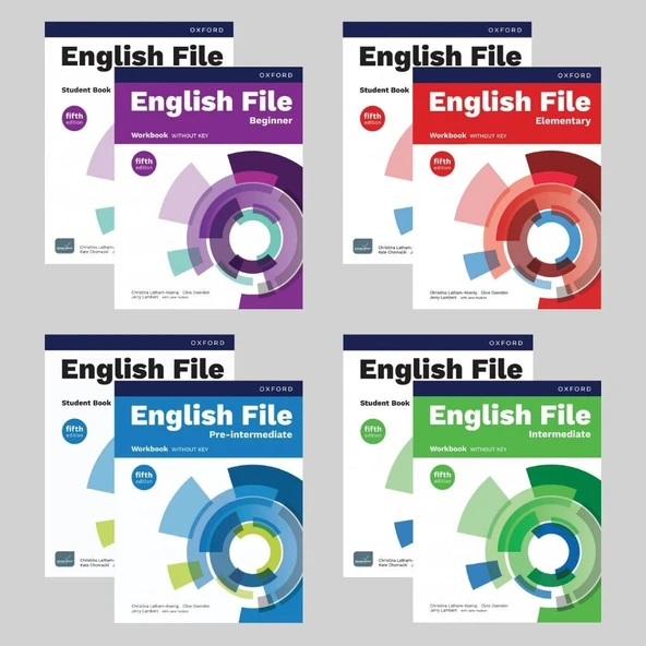 English File 5th Edition Beginner + Elementary + Pre intermediate + intermediate Student's Book + Workbook fifth (KOD YOKTUR) ürün görseli 1