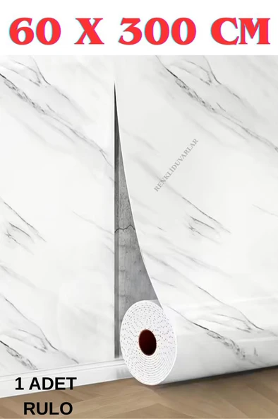 60cmx300cm Tek Parça Yapışkanlı Rulo Mermer Desenli Duvar Paneli Kağıdı Silinebilir CF-1035-MIRA ürün görseli 1