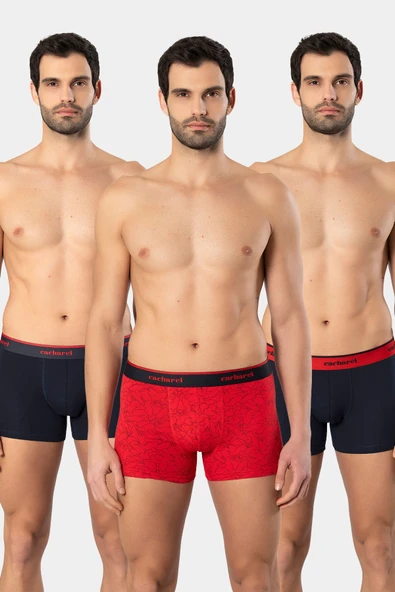 Cacharel Erkek Desenli Likrali Boxer 3'lü Paket 1339/Lacivert 2 ürün görseli 1
