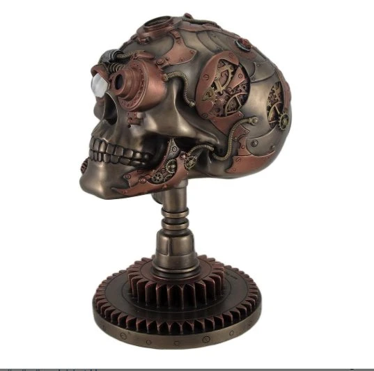 Veronese Design Bronz/Bakır Hazır Steampunk Kafatası Heykeli - Heykel Serisi 2 ürün görseli 1
