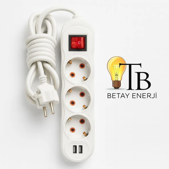 Pelsan USB’li 3’lü Anahtarlı Grup Priz ürün görseli 1
