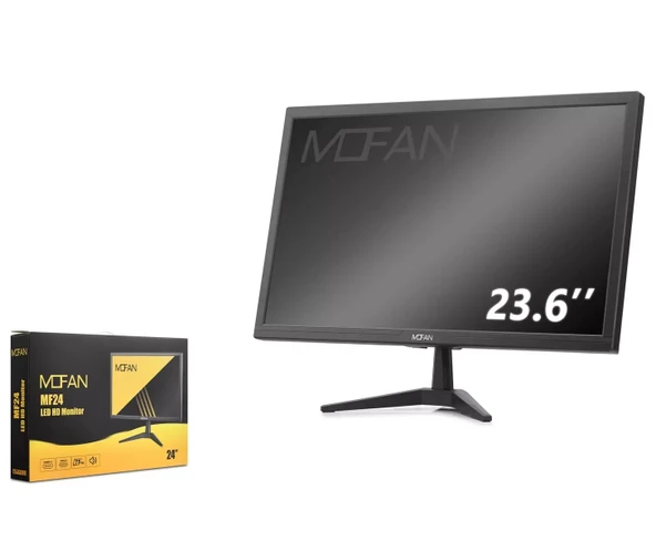 Mofan Mf24 23.6İNÇ  Led Full Hd Monitör TV Hoparlör Hdmi + Vga 75Hz 1920x1080 Siyah  12V Girişli - Tekne,  Karavan için Uygun ürün görseli 1