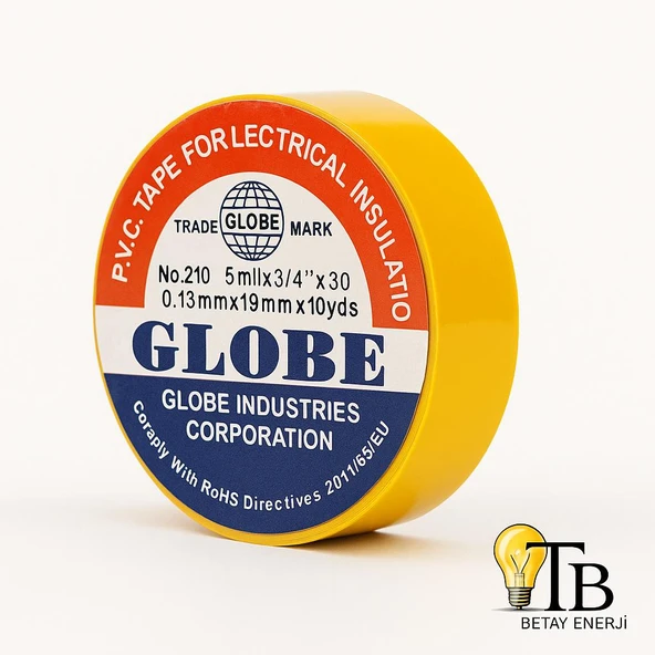 GLOBE Sarı Elektrik İzolasyon Bandı ürün görseli 1