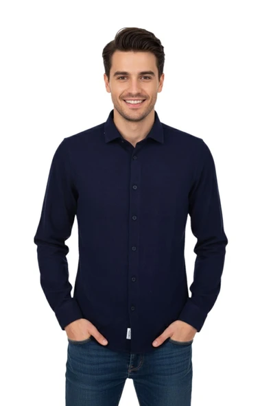 Erkek Kışlık Silim Fit Kaşkorse Dokuma Gömlek BGL-ST04935 ürün görseli 1
