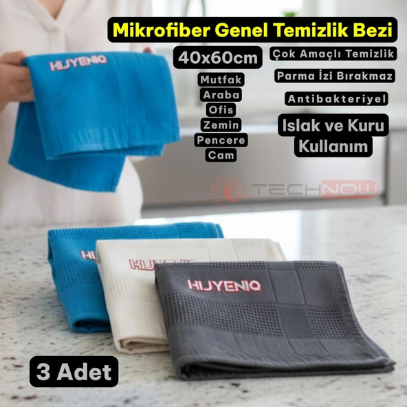 Technow 40x60cm Sihirli Mikrofiber Temizlik Bezi 3'lü Paket ürün görseli 1