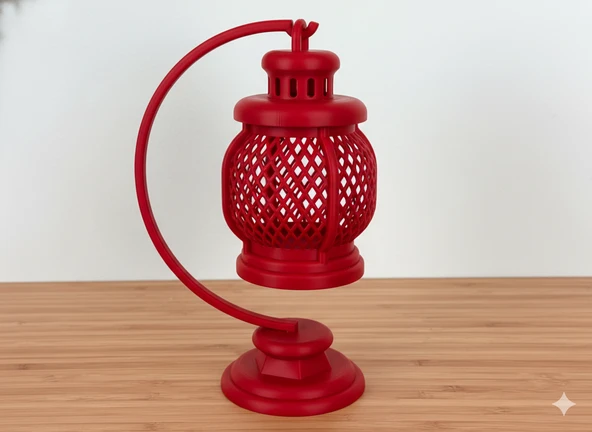 Mini Dekoratif Lantern Tealight Mumluk Kırmızı - Resim 2