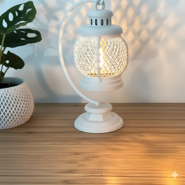 Mini Dekoratif Lantern Tealight Mumluk Beyaz ürün görseli 1