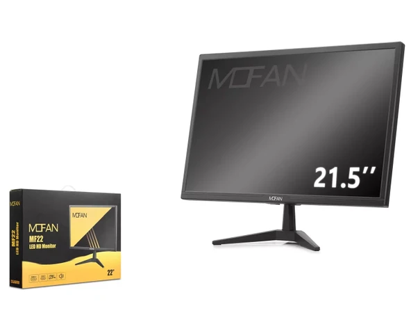 Mofan Mf22 21.5 İNÇ Led Full Hd Monitör TV Hoparlör Hdmi + Vga 75Hz 1920x1080 Siyah  12V Girişli - Tekne,  Karavan için Uygun ürün görseli 1