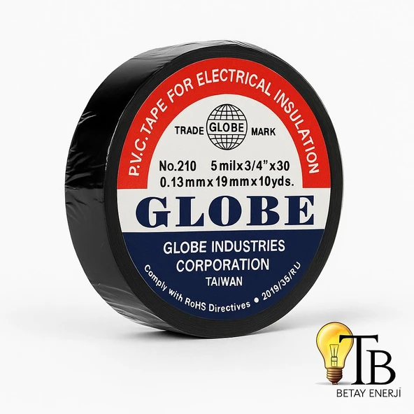 GLOBE Siyah Elektrik İzolasyon Bandı ürün görseli 1