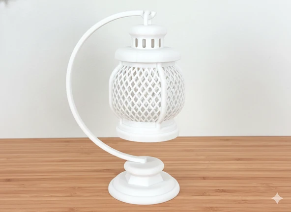 Mini Dekoratif Lantern Tealight Mumluk Beyaz - Resim 2