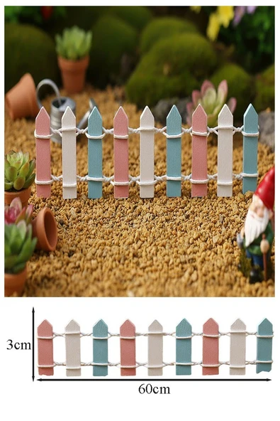Mini Mavi Renkli Bahçe Çiti 1 Adet 3x60 cm Teraryum Okul Ev Proje Renkli Minyatür Çit Ahşap ürün görseli 1