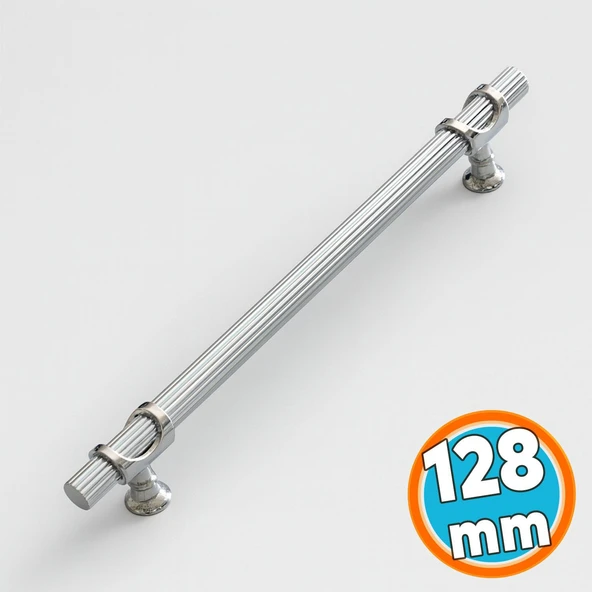 Mobilya Dolap Çekmece Mutfak Dolabı Kapak Kulpları Kulbu Kulpu Krom Metal Kulp 128 mm-12.8 cm ürün görseli 1