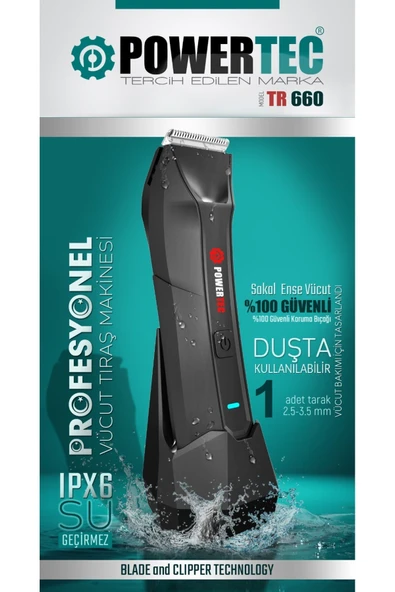 Powertec TR-660 Islak-Kuru Vücut Tıraş Makinesi ürün görseli 1