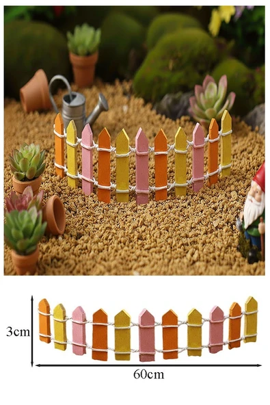 Mini Turuncu Renkli Bahçe Çiti 1 Adet 3x60 cm Teraryum Okul Ev Proje Renkli Minyatür Çit Ahşap Dekor ürün görseli 1