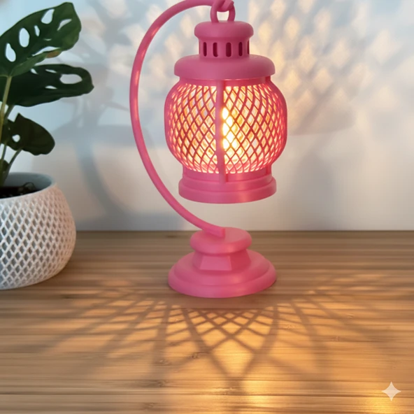 Mini Dekoratif Lantern Tealight Mumluk Pembe - Resim 2