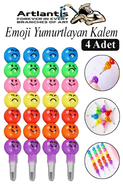 Emoji Yumurtlayan Kurşun Kalem 4 Adet Eğlenceli Hediyelik Kurşun Kalem Gülen Yüzlü Kurşun Kalem Karne Hediyesi ürün görseli 1