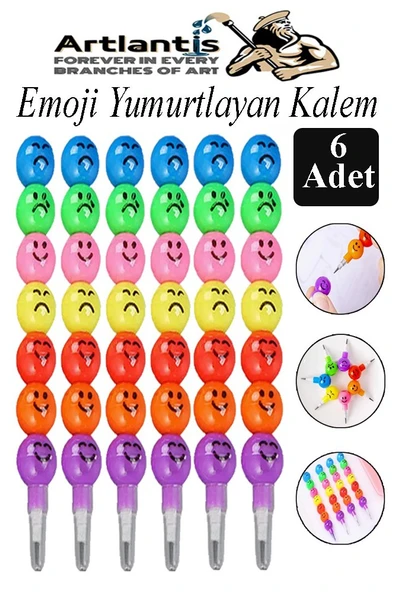 Emoji Yumurtlayan Kurşun Kalem 6 Adet Eğlenceli Hediyelik Kurşun Kalem Gülen Yüzlü Kurşun Kalem Karne Hediyesi ürün görseli 1