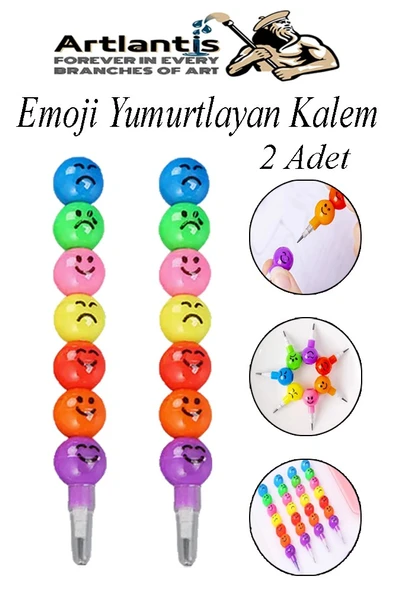 Emoji Yumurtlayan Kurşun Kalem 2 Adet Eğlenceli Hediyelik Kurşun Kalem Gülen Yüzlü Kurşun Kalem Karne Hediyesi ürün görseli 1