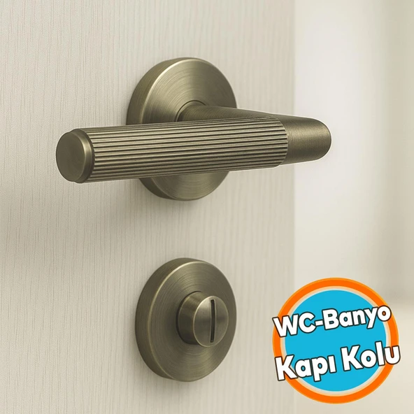 1 Takım Çizgili Antik Füme Wc Banyo Tipi Kapı Kolu Rozetli Sağ Sol Uygun Modern İç Kapı Kilitli ürün görseli 1