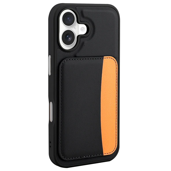 iPhone 17 Uyumlu Kartlıklı Süni Deri X-Kart Cüzdan Silikon Kapak ürün görseli 1