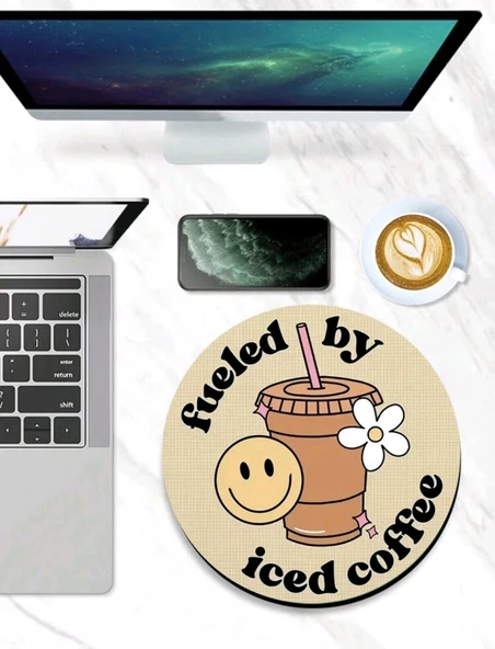 Fueled By İced Coffee Yazılı Mouse Pad ürün görseli 1