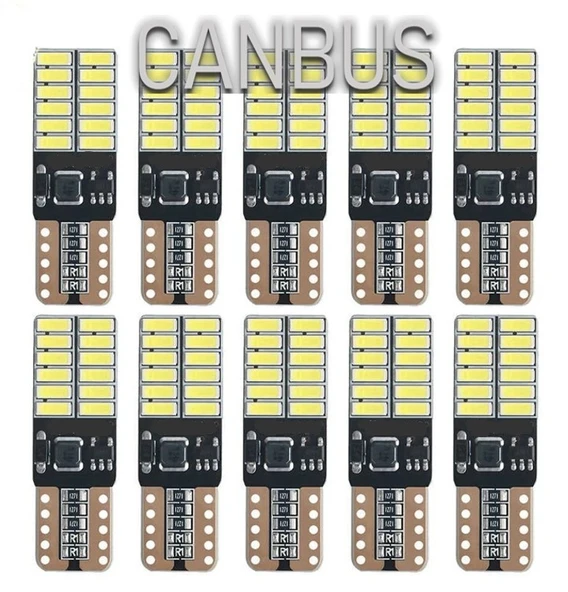 10 Adet T10 LED Park Plaka Tavan Ampulü 24 Ledli Beyaz Sadece 12 Volt Araçlar ürün görseli 1
