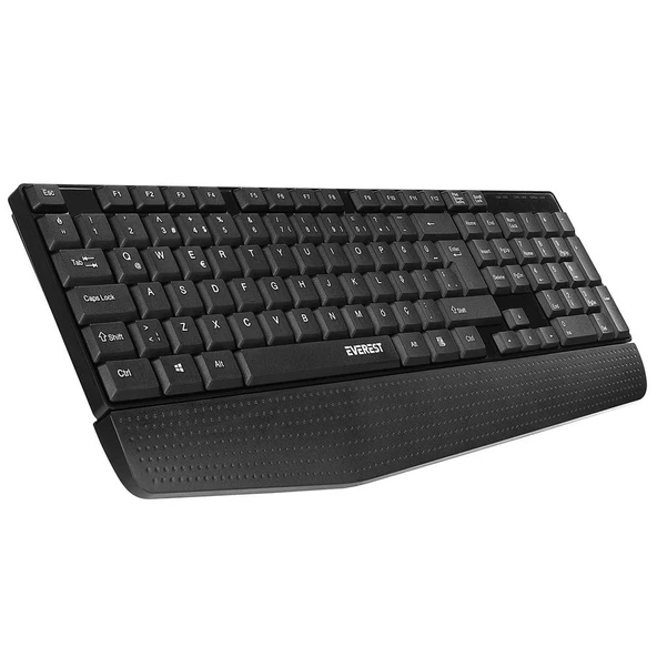 Everest KB-951U Siyah USB Bilek Destekli Q Standart Ofis Klavye ürün görseli 1