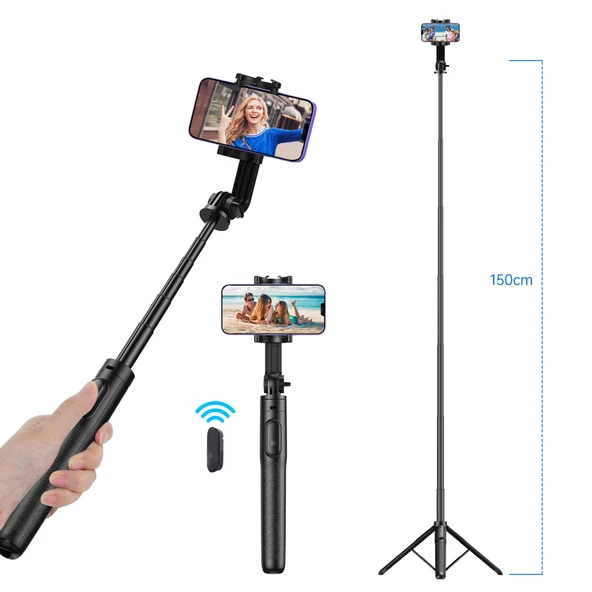 Apexel 1.5 Metre Profesyonel Uzayan Bluetooth Selfie Çubuğu ve Tripod Standı ürün görseli 1